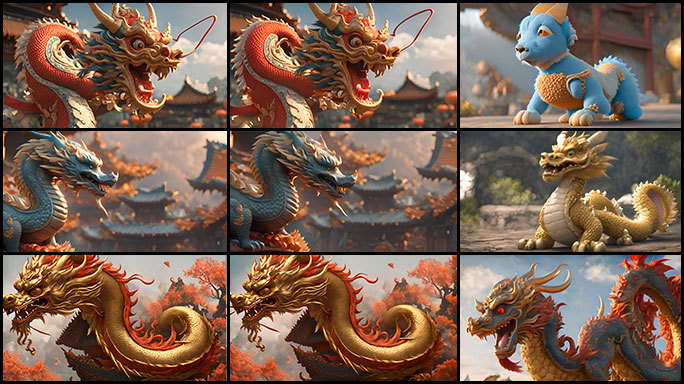 中国传统龙图腾龙年吉庆CG动画片