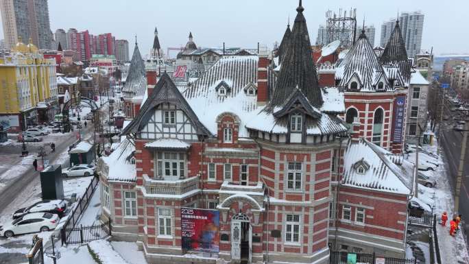 大连俄罗斯风情街冬季雪景