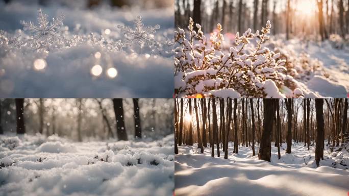 雪中植物雪景自然