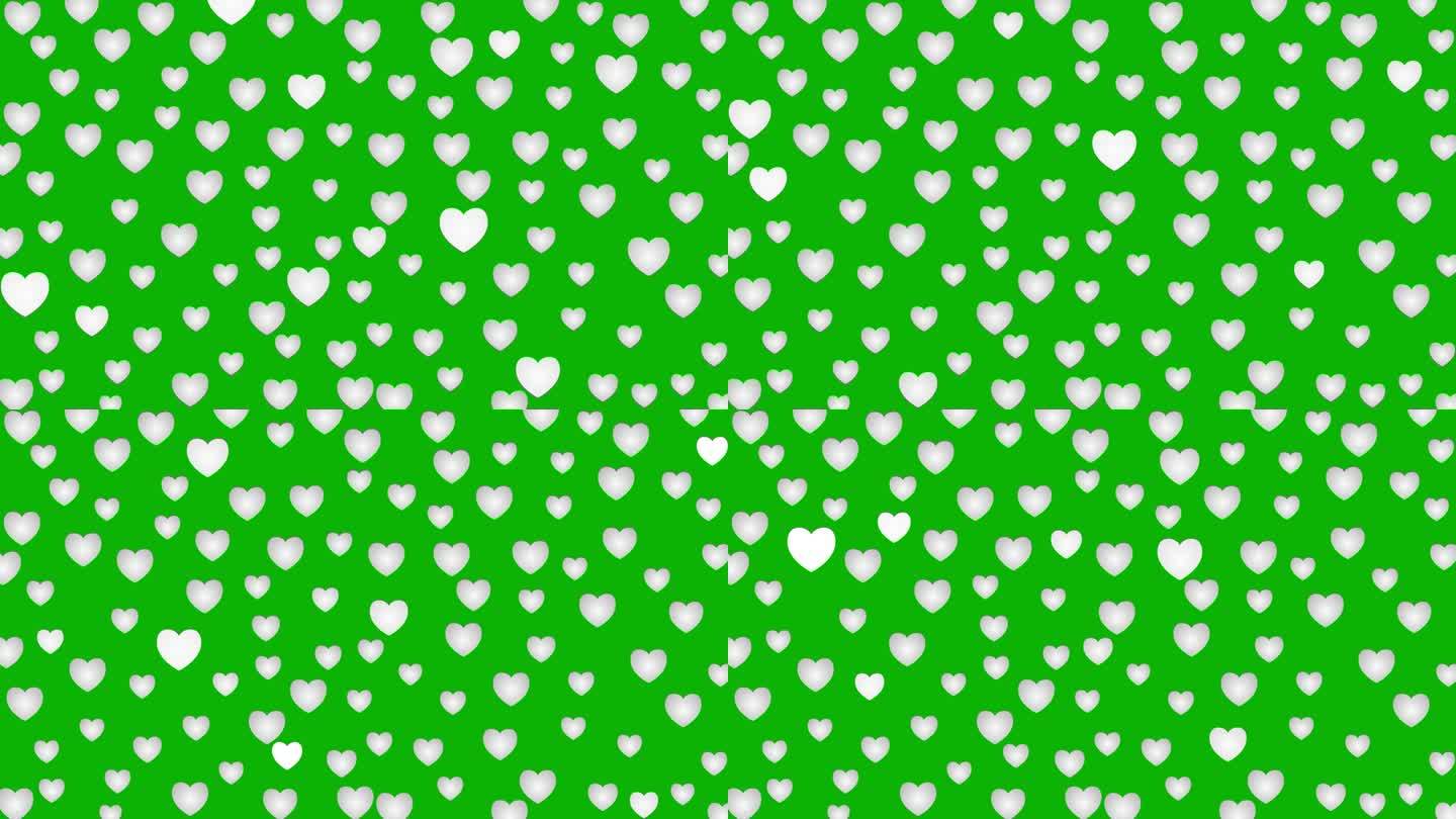 动画银心闪耀。背景为情人节，节日。绿色背景上的平面矢量插图。