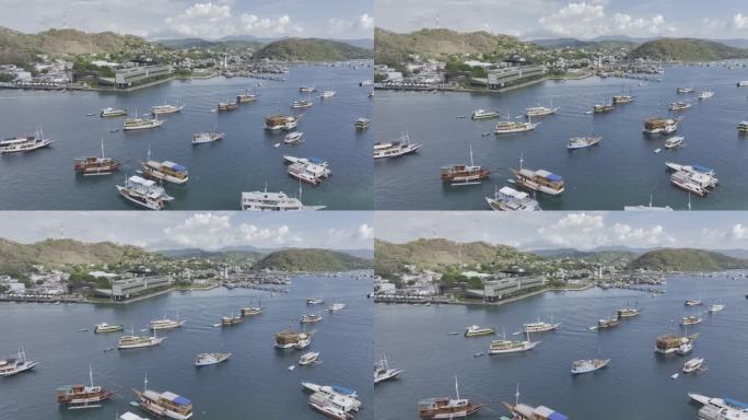 原创HDR印尼拉布安巴焦港口船队航拍景观