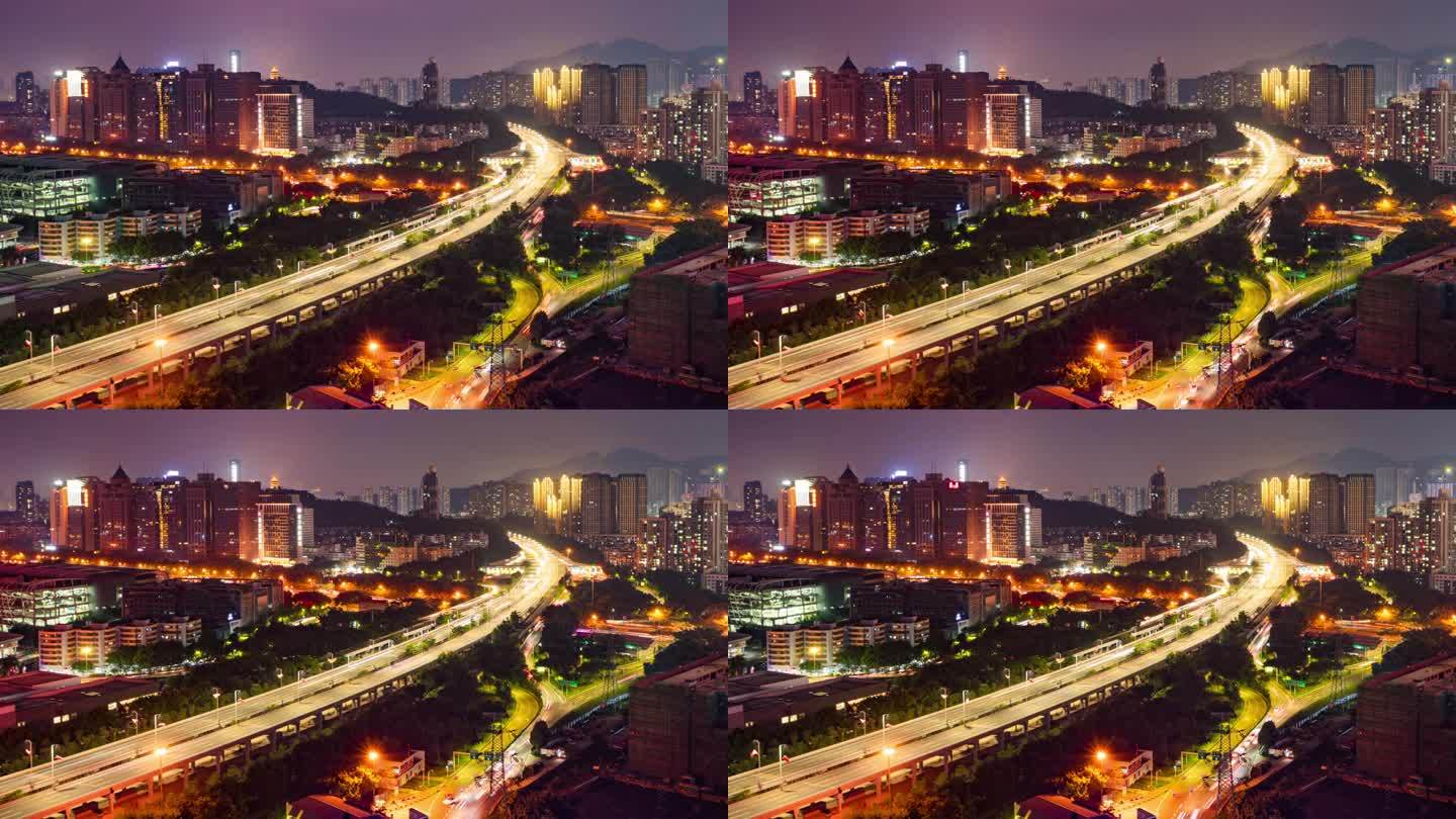 深圳市中心夜晚的城市道路