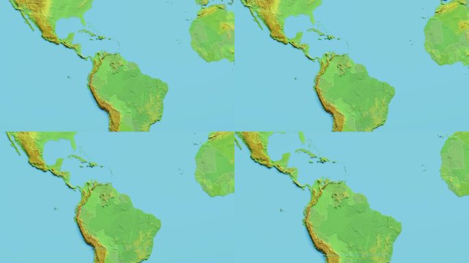 圭亚那地图3D动画与边界