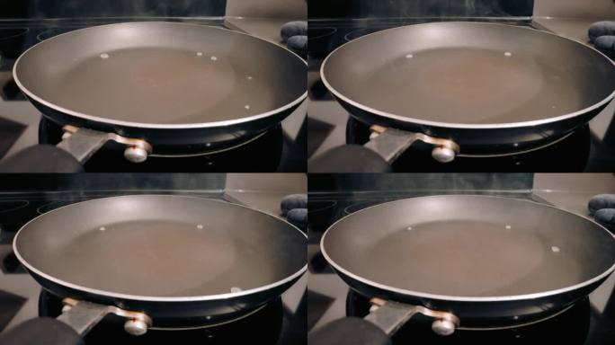 水在聚四氟乙烯锅上蒸发的特写