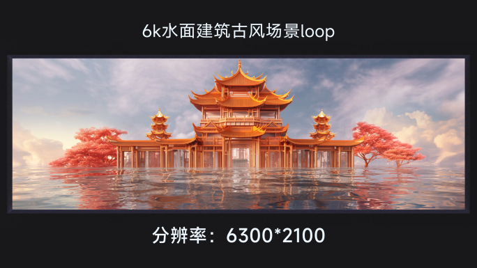 6k水面建筑古风场景loop