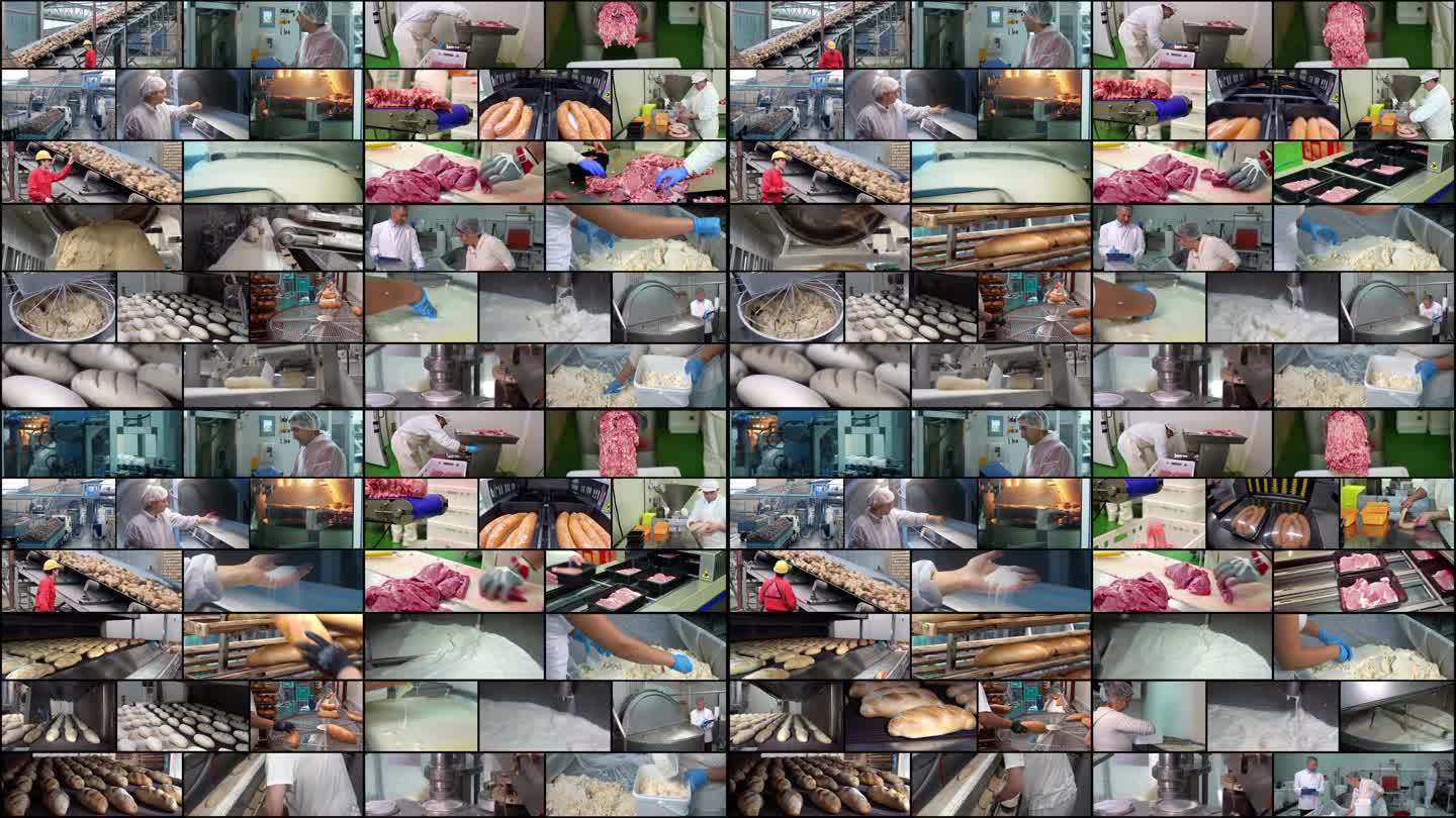 基本食品生产-多屏幕视频蒙太奇