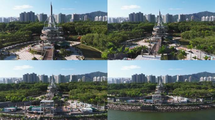 香港大埔海滨公园的螺旋瞭望塔
