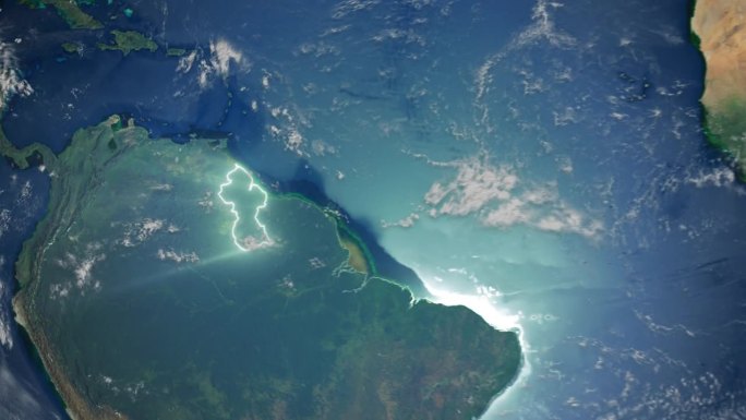 现实的地球轨道和变焦发光边界圭亚那