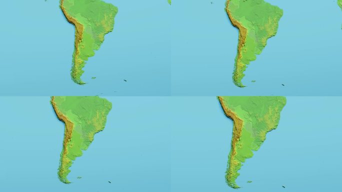 乌拉圭地图3D动画与边界