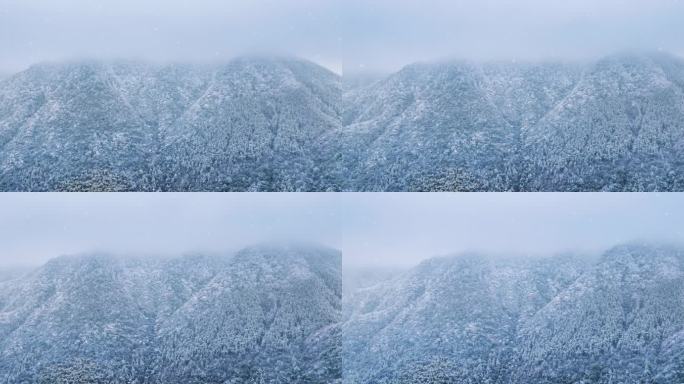 山林初冬雪景航拍延时