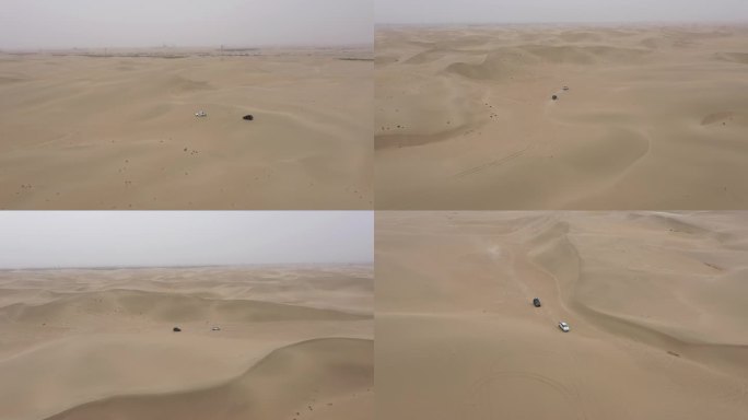 2K航拍新疆塔克拉玛干沙漠行车3