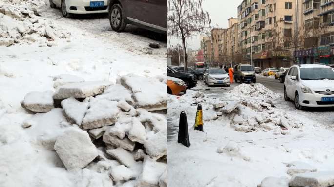 降雪后路旁的雪堆