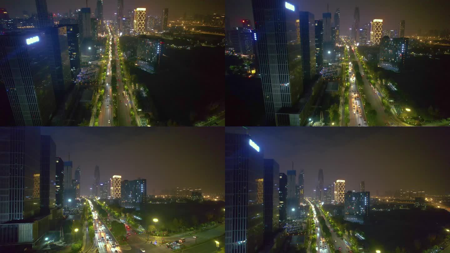 杭州萧山区钱江世纪城市心北路夜景视频素材