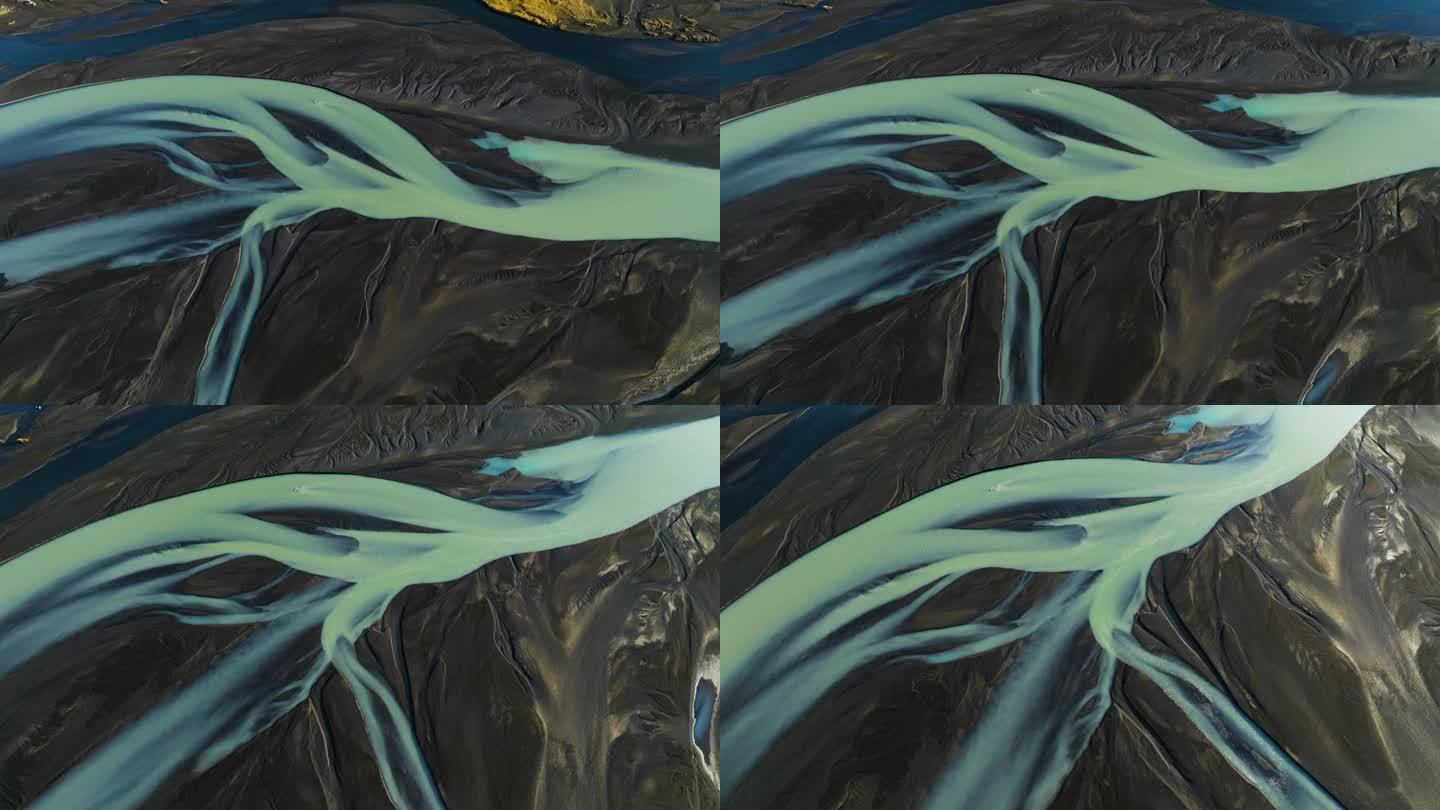 河辫Kálfafell在冰岛-空中无人机拍摄