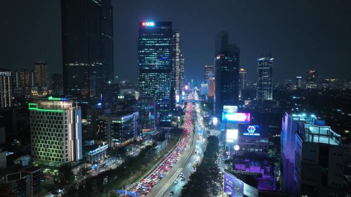 原创 印尼雅加达城市高楼夜景航拍风光