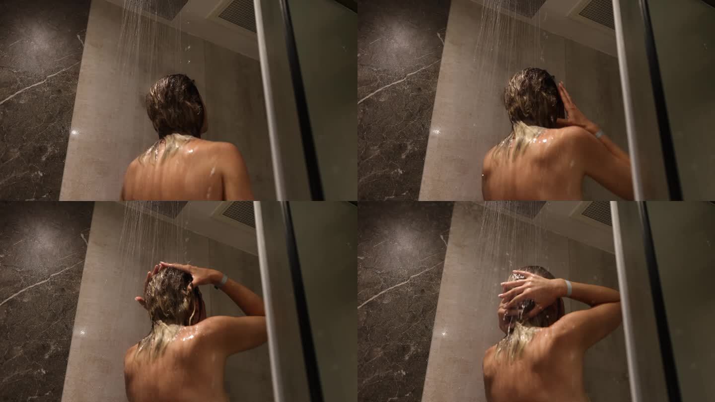 无忧无虑的感性的女人洗热水澡放松