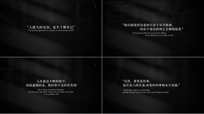 黑白质感文字电影字幕标题4K（无插件）