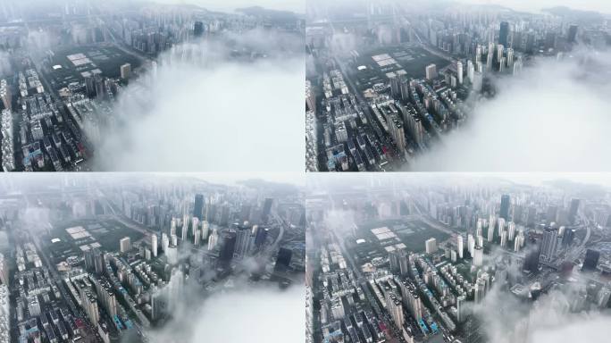 云雾中浮现城市