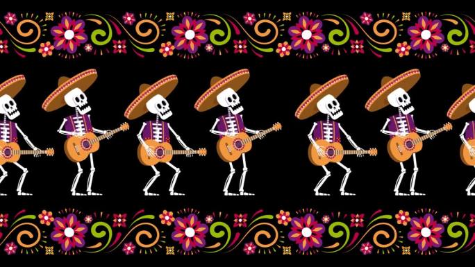 亡灵节装饰-墨西哥骷髅和吉他