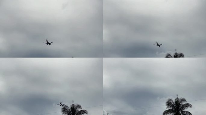 小飞机在天空中飞行的跟踪镜头