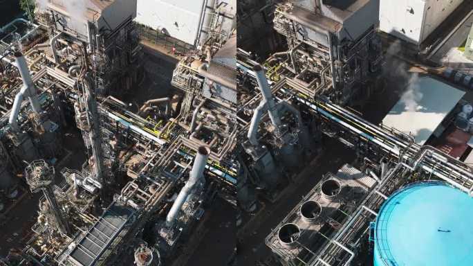 香港的化工厂竖版视频城市经济建设俯瞰航拍