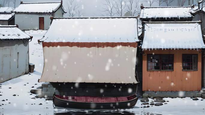 农村房屋雪景房屋背景视频素材