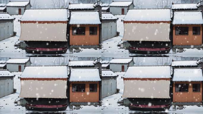 农村房屋雪景房屋背景视频素材