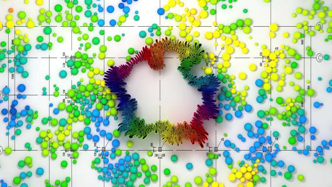3D抽象彩带和小球碰撞动画