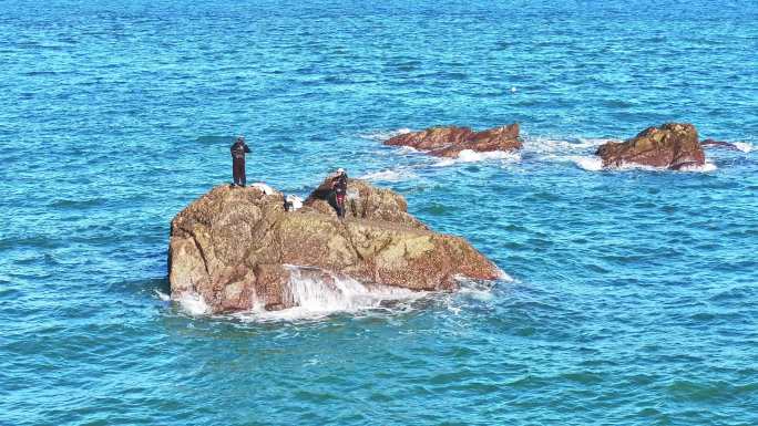 海上钓鱼 海钓 钓鱼 海上礁石钓鱼