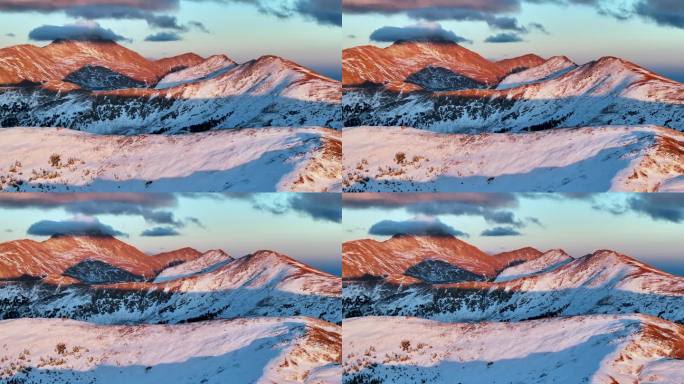 耶鲁大学山峰第一场雪黄金时间空中电影无人机戏剧性的落基山脉日落粉红橙红色令人惊叹的冰冷冰冻的君主通道