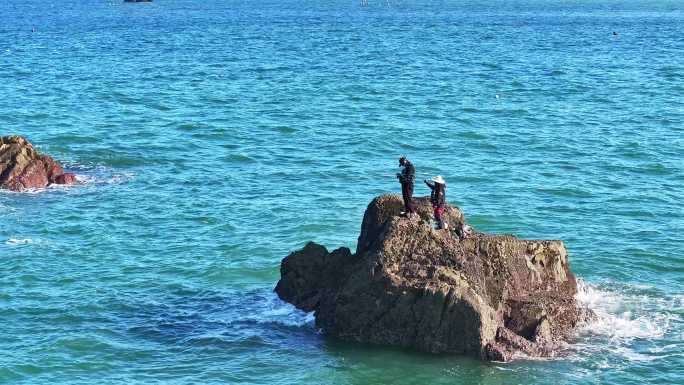 海上钓鱼 海钓 钓鱼 海上礁石钓鱼