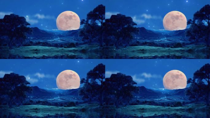 圆月自然风景视频素材