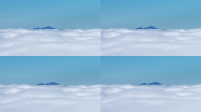云层之上的山。鸟瞰图。