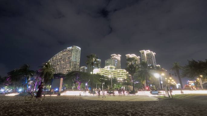 三亚城市旅游喜来登夜景城市延时