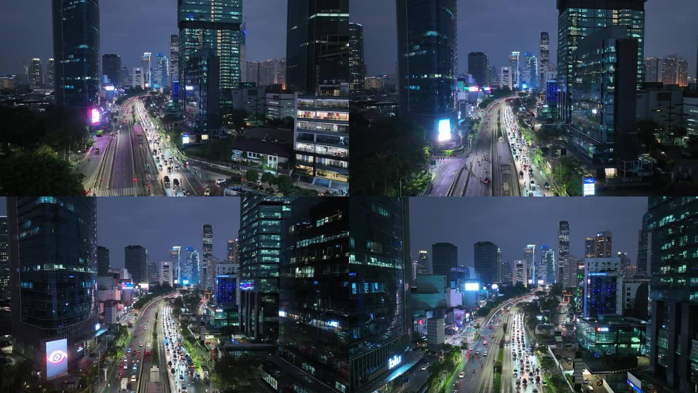 印度尼西亚雅加达城市高楼建筑航拍风光