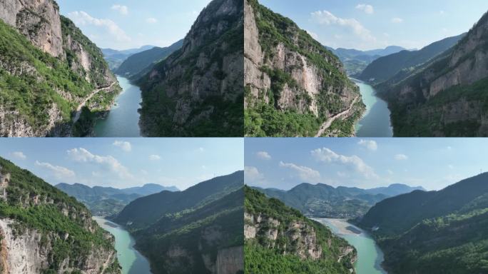 航拍广元朝天区明月峡绿水青山美景四川旅游