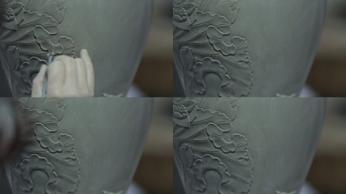 陕西 铜川 陶瓷 近景 制作 拉坯 修坯