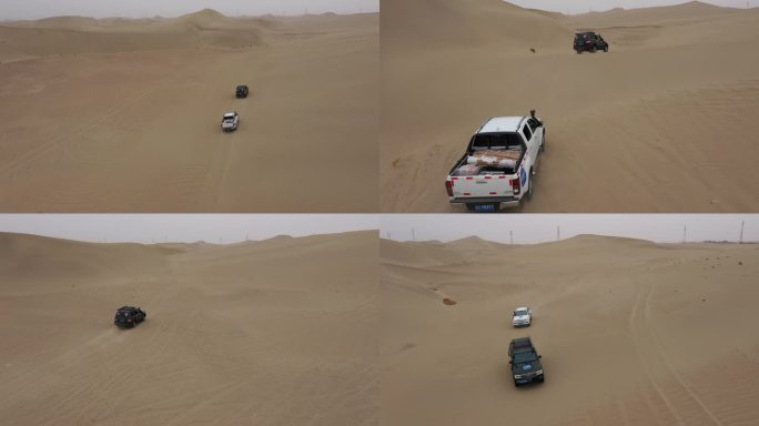 2K航拍新疆塔克拉玛干沙漠行车4