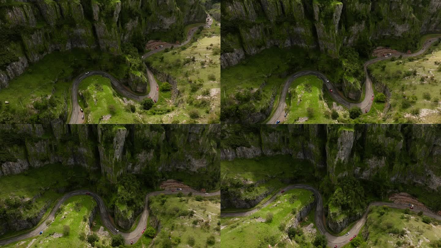 电影航拍的风景如画的风景著名的常绿切达峡谷在英国