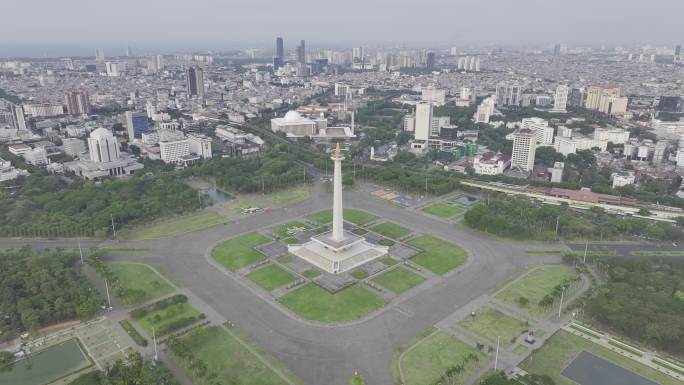 印尼雅加达独立广场国家纪念碑航拍城市风光