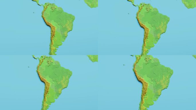 玻利维亚地图3D动画与边界