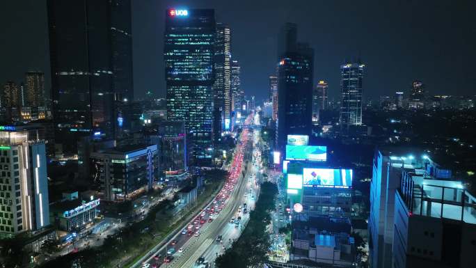 原创 印尼雅加达城市高楼夜景航拍风光