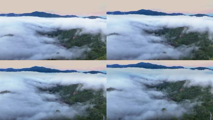 空中无人机拍摄的早晨有很多雾和薄雾的雨林，哈拉巴拉野生动物保护区是泰国的保护区之一。被称为亚洲的亚马