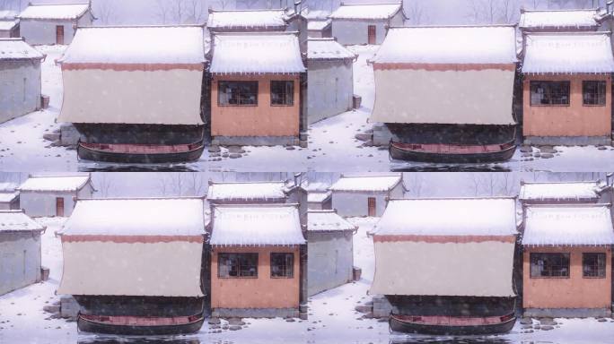 农村房屋下雪天气视频素材