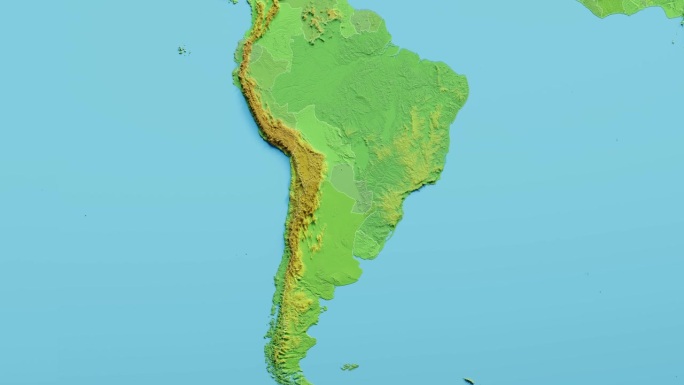 巴拉圭地图3D动画与边界