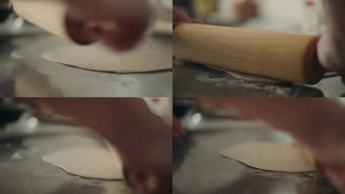 在家用擀面杖做饺子