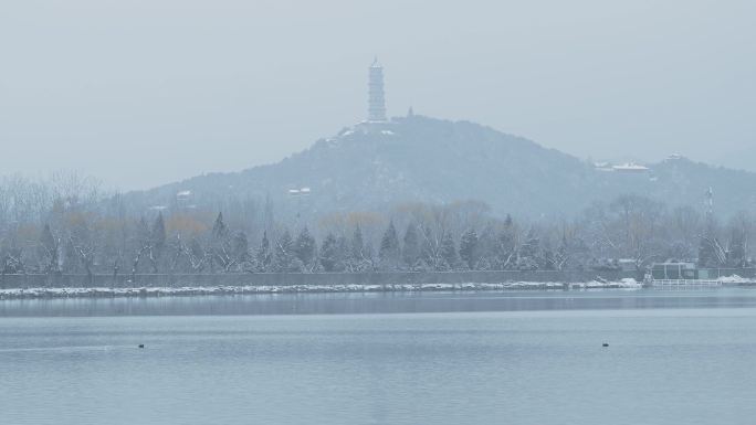 冬天北京颐和园团城湖雪景