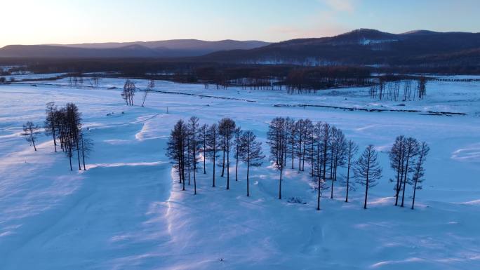 航拍山谷湿地雪原风光