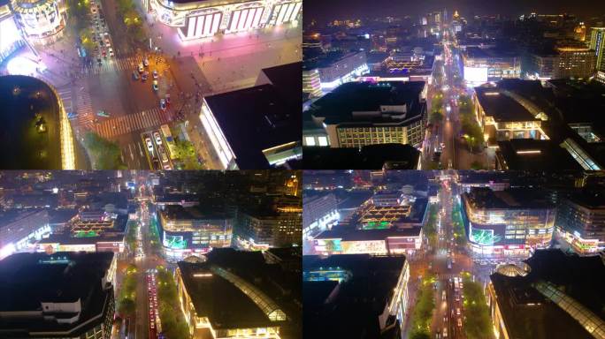 杭州西湖龙翔桥步行街车流人流夜景延时