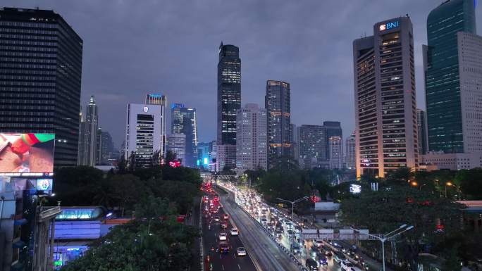 原创 印尼雅加达城市高楼夜景航拍风光